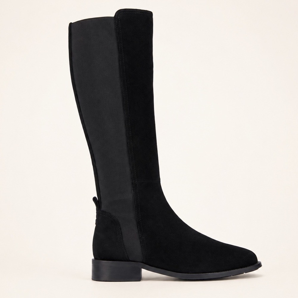 Aquatalia Nolita Black Suede Stretch Knee High Boots Women's 9.5 Weatherproof